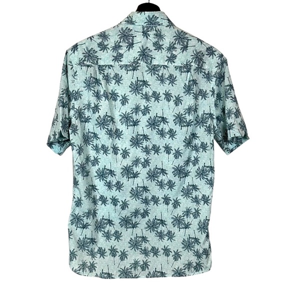 Van Heusen Light Green Palm Tree Short Sleeve Button Up Shirt - Picture 2 of 4